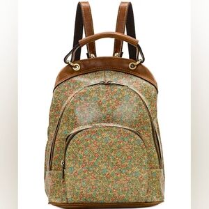 Patricia Nash Alencon RARE Floral Brown Real Leather Backpack Purse